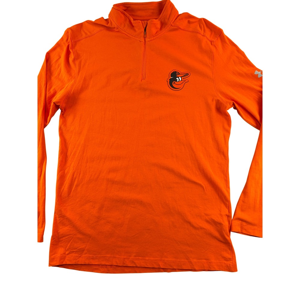 Under Armour Baltimore Orioles HeatGear Quarter Zip Pullover Orange Mens Medium